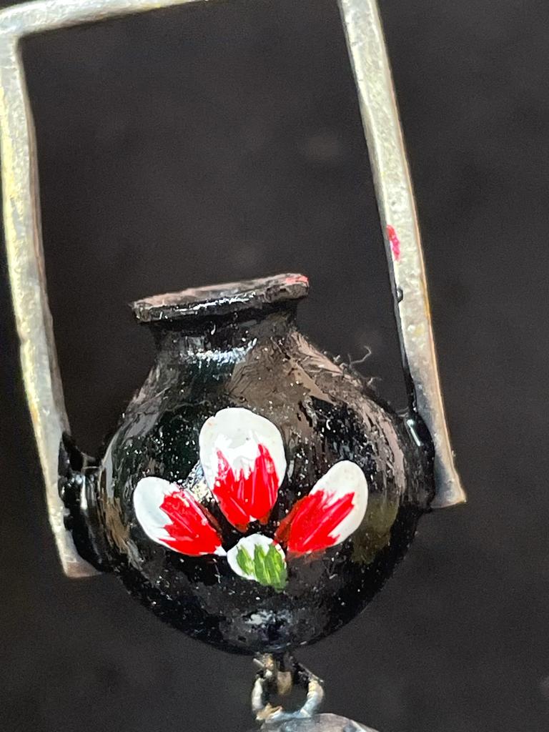 Pot Shape Oxidized Hand Painted Earring
