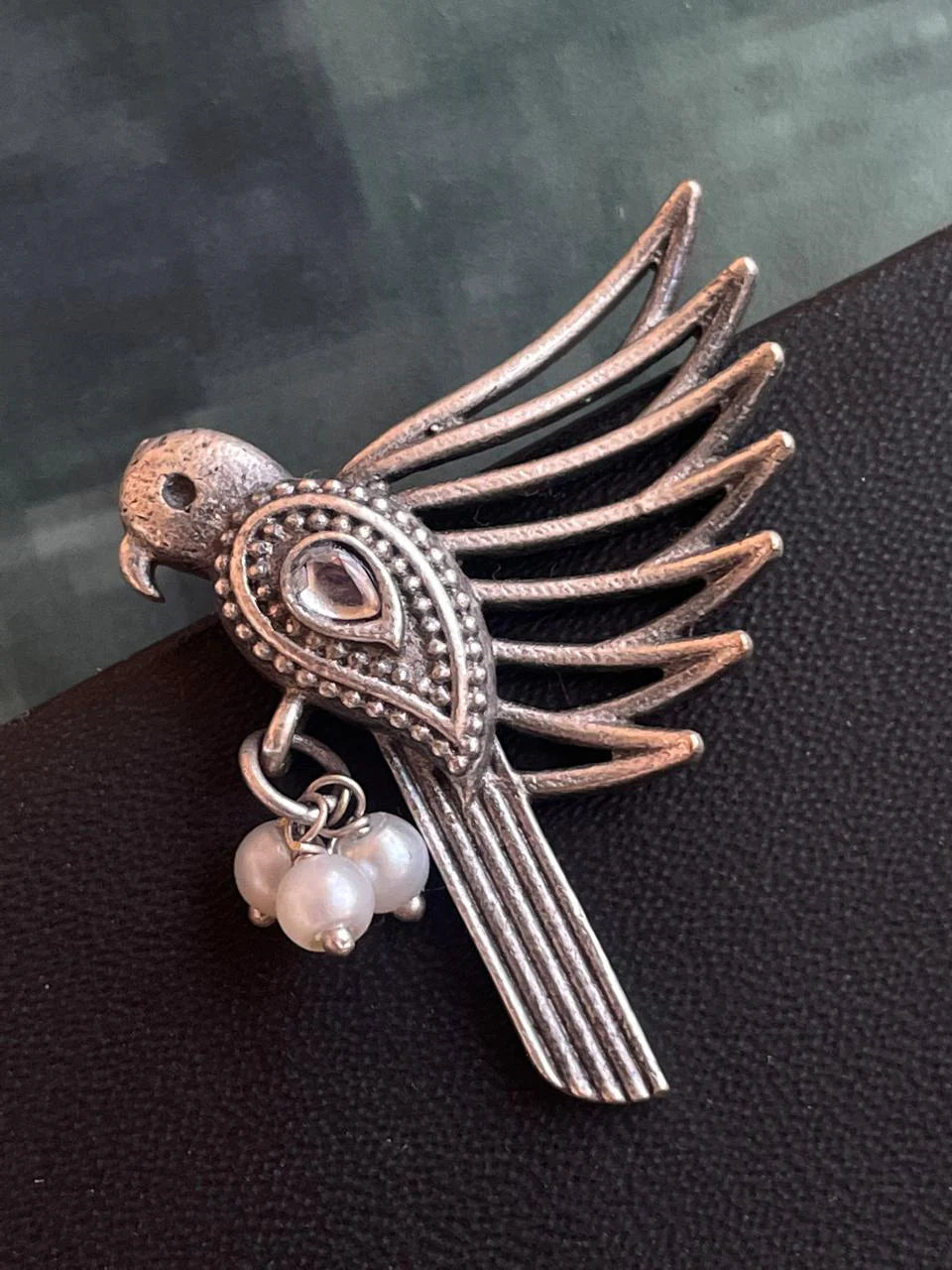 Oxidized Bird Shape Antique Stud Earring