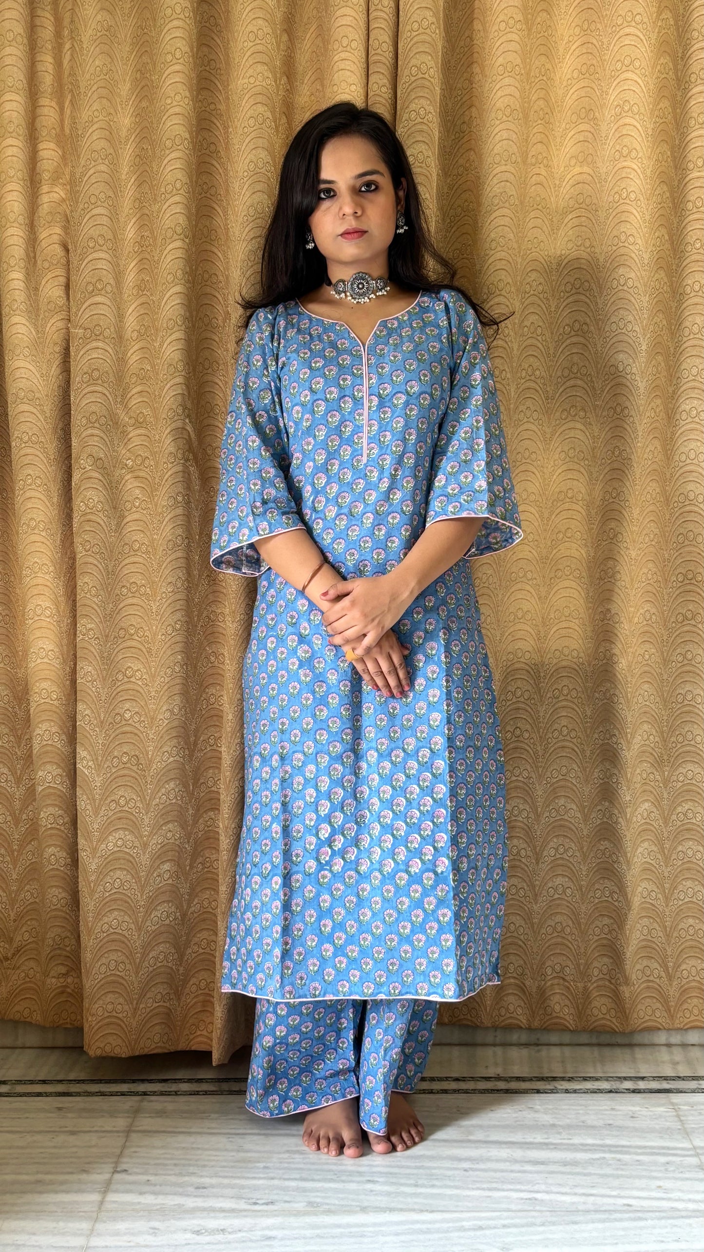 Khayal Blue Kurta Set