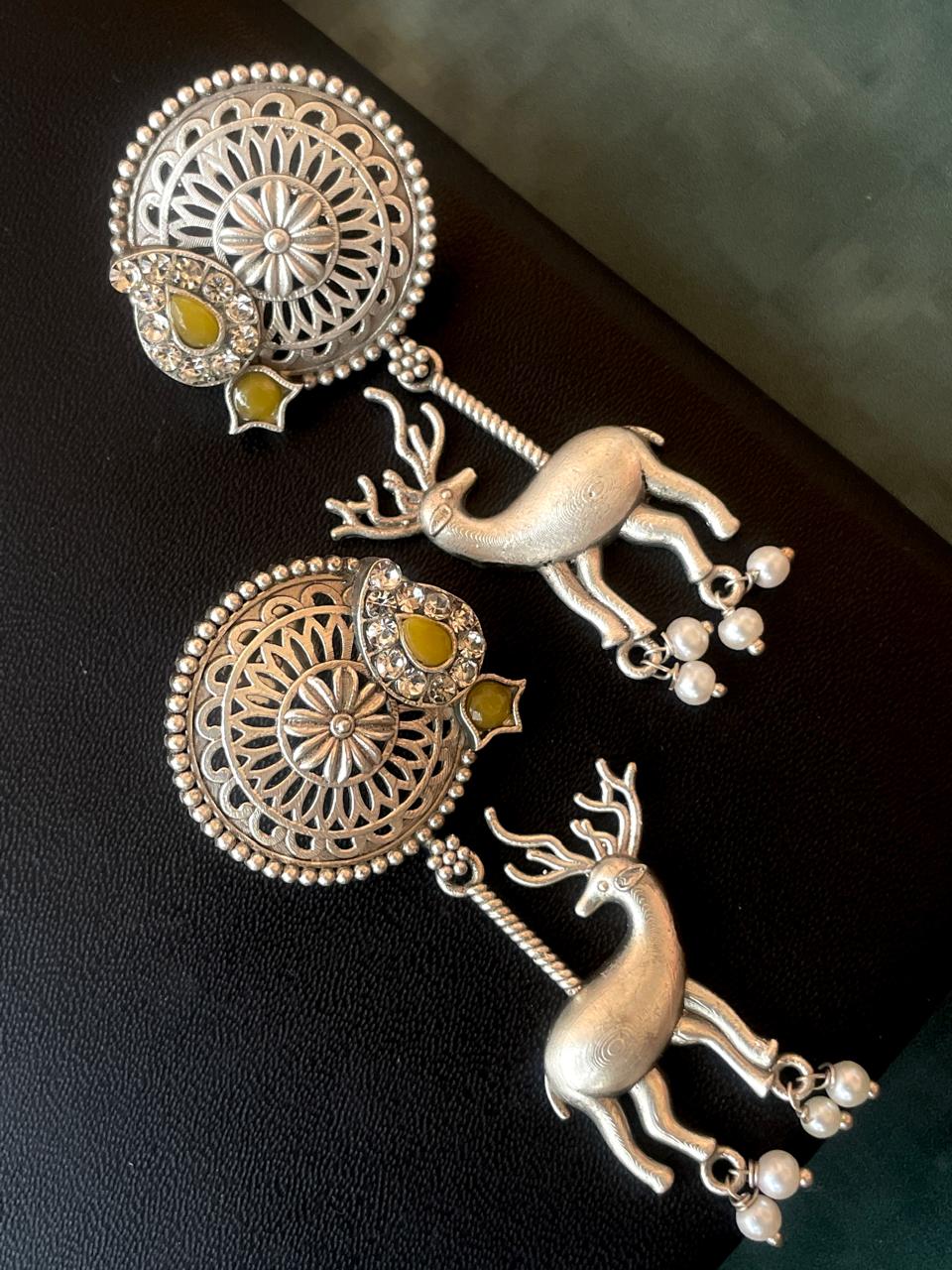 Silver Replica Deer Stone Earring