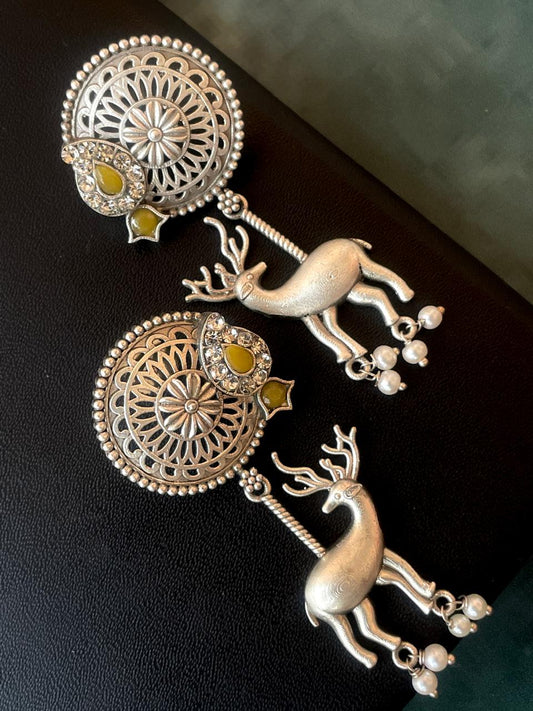 Silver Replica Deer Stone Earring