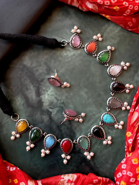 Monalisa Stone Choker with Earring set