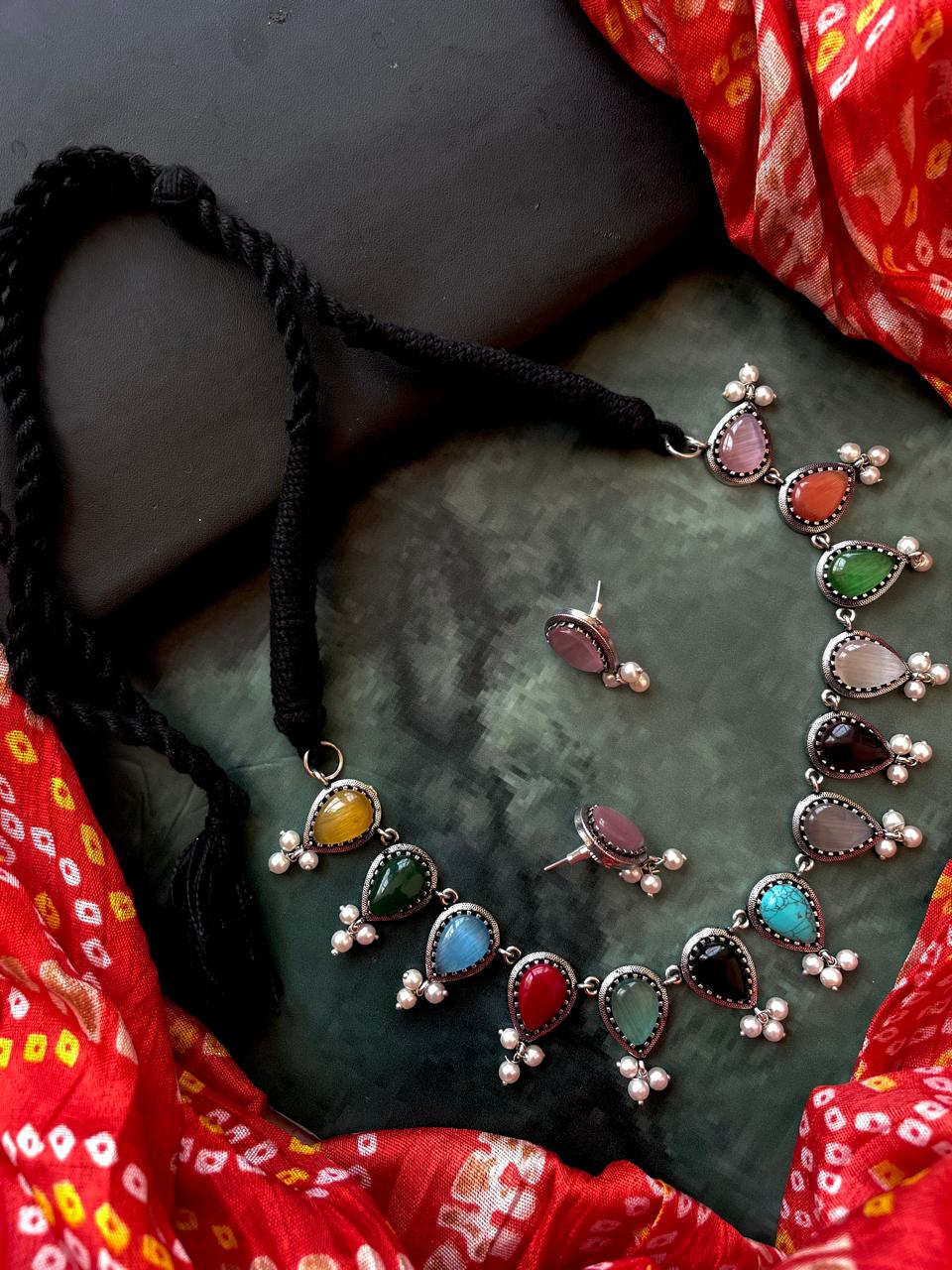 Monalisa Stone Choker with Earring set