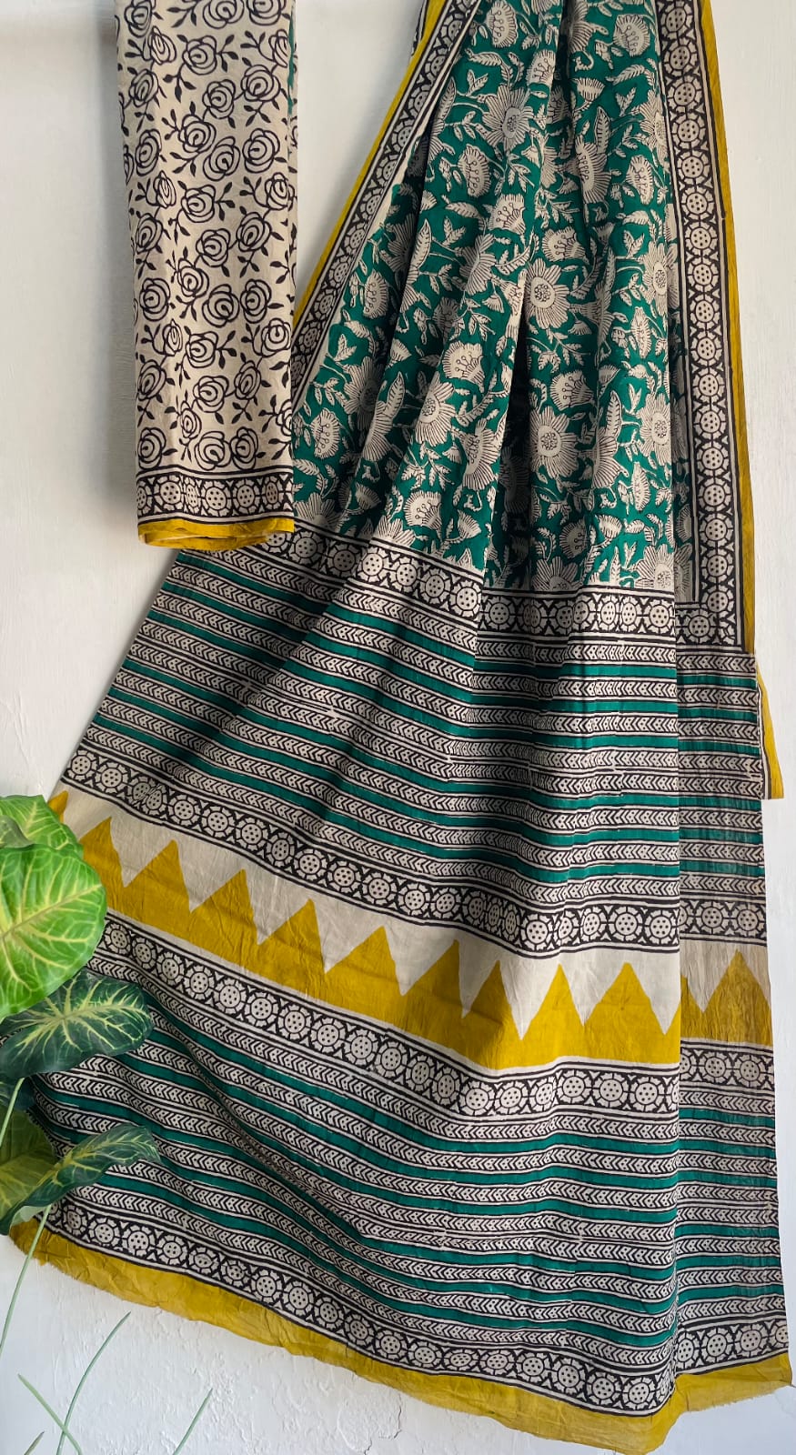 Hand Block Printed Cotton Mul Saree with Blouse