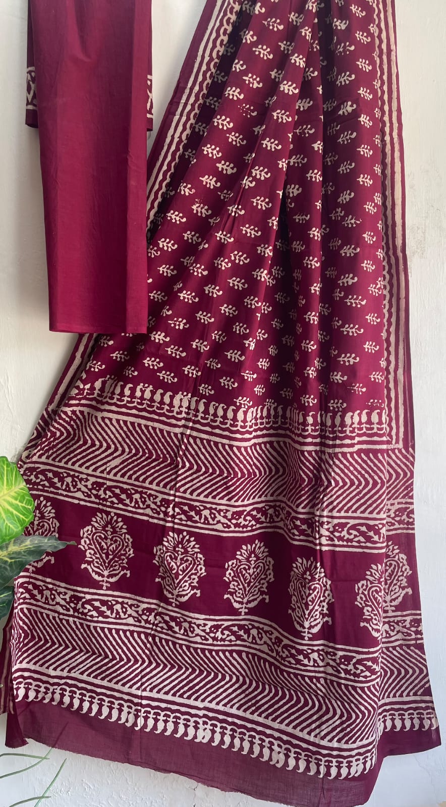 Hand Block Printed Cotton Mul Saree with Blouse