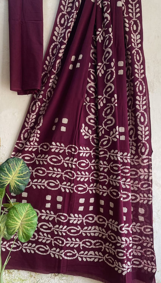 Hand Block Printed Cotton Mul Saree with Blouse