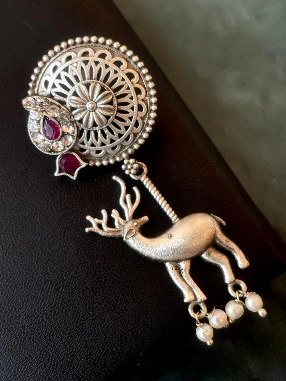 Silver Replica Deer Stone Earring