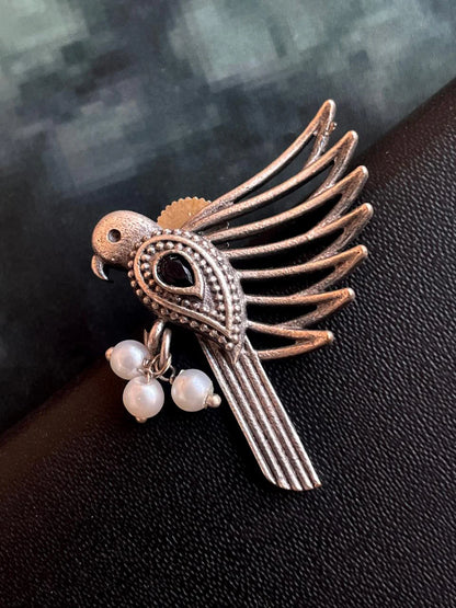 Oxidized Bird Shape Antique Stud Earring