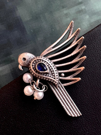 Oxidized Bird Shape Antique Stud Earring
