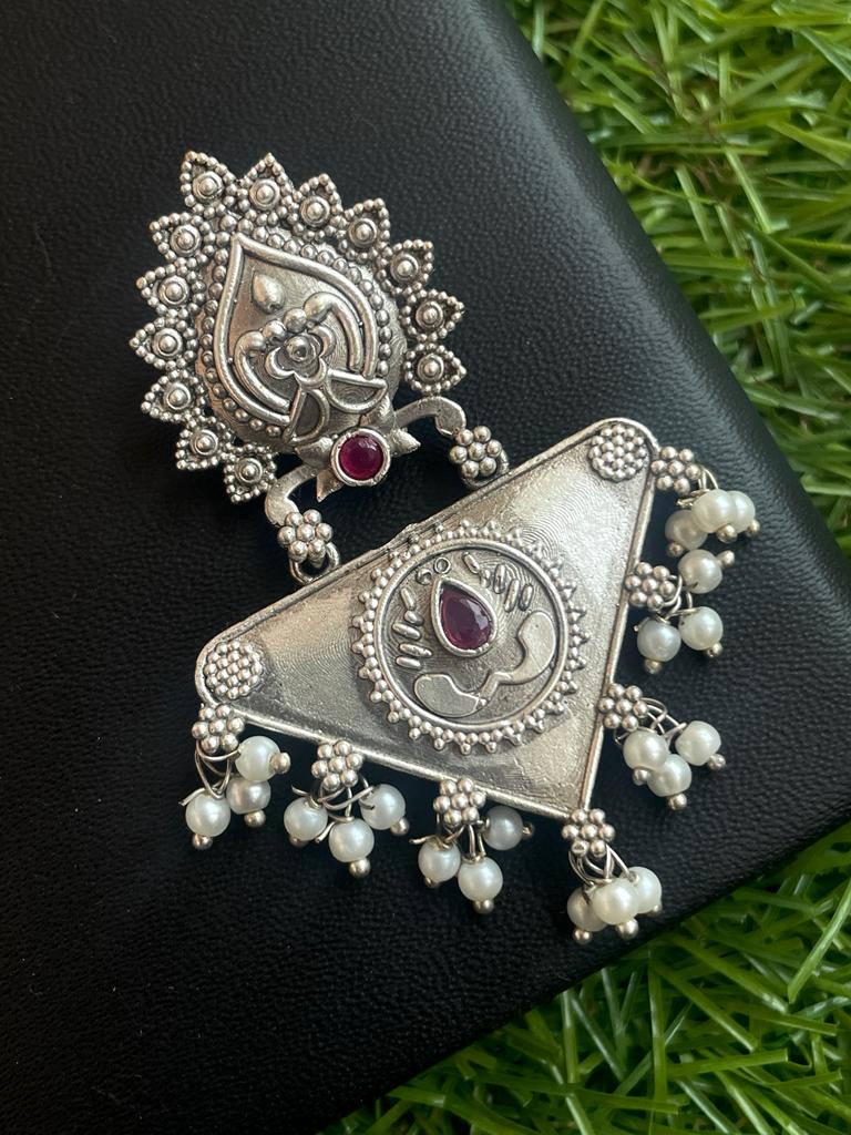 Silver Replica Triangular Earring