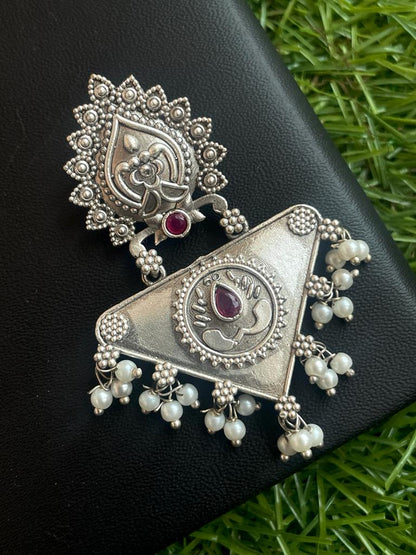 Silver Replica Triangular Earring