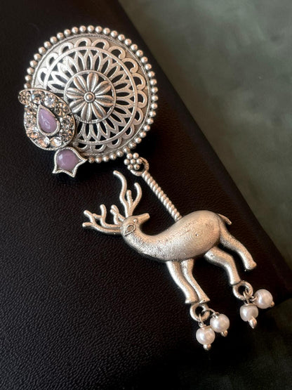 Silver Replica Deer Stone Earring