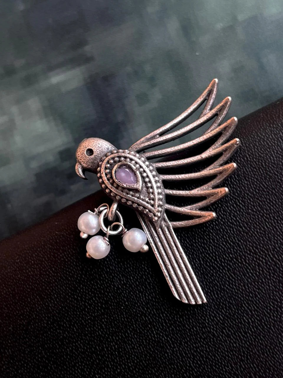 Oxidized Bird Shape Antique Stud Earring