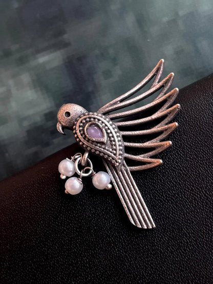 Oxidized Bird Shape Antique Stud Earring