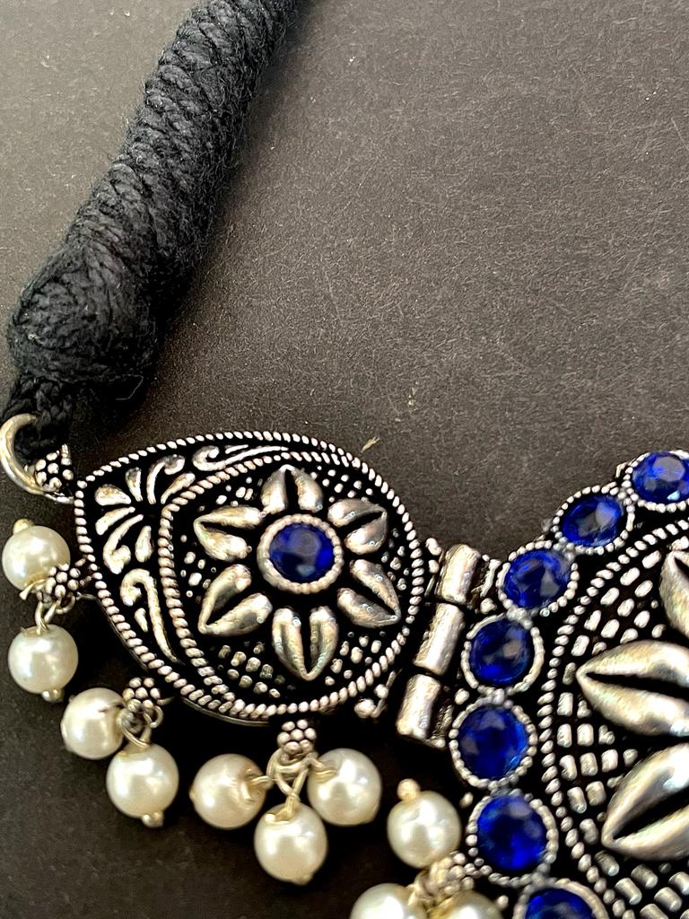 Oxidized Choker with Earring set