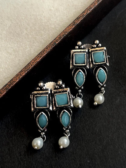 Monalisa stone Oxidized Choker with earring set