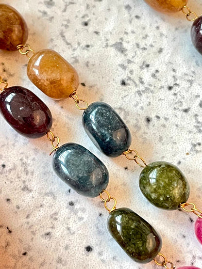 Oval Stone Double Layer Trendy Mala