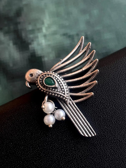 Oxidized Bird Shape Antique Stud Earring