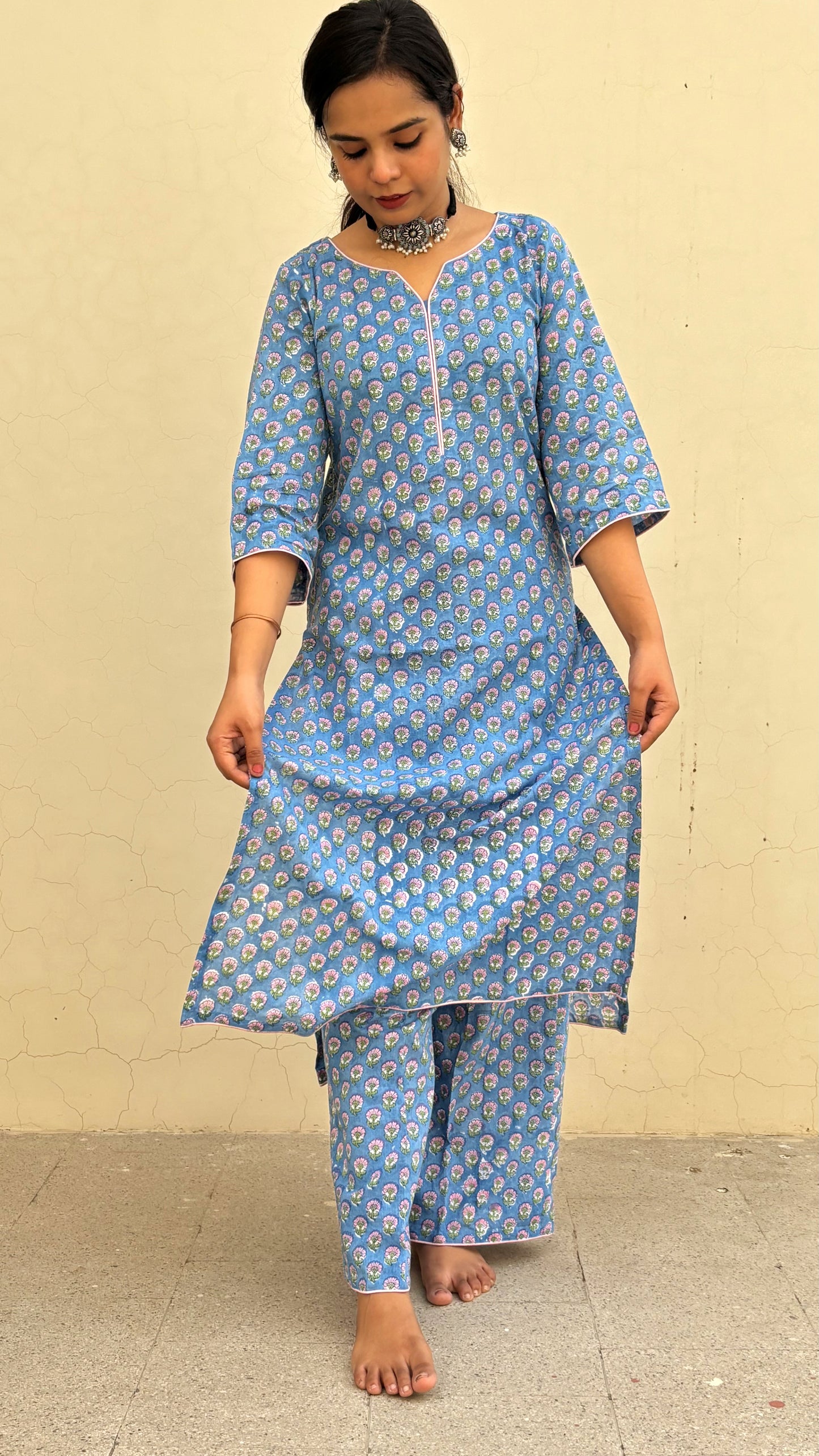 Khayal Blue Kurta Set