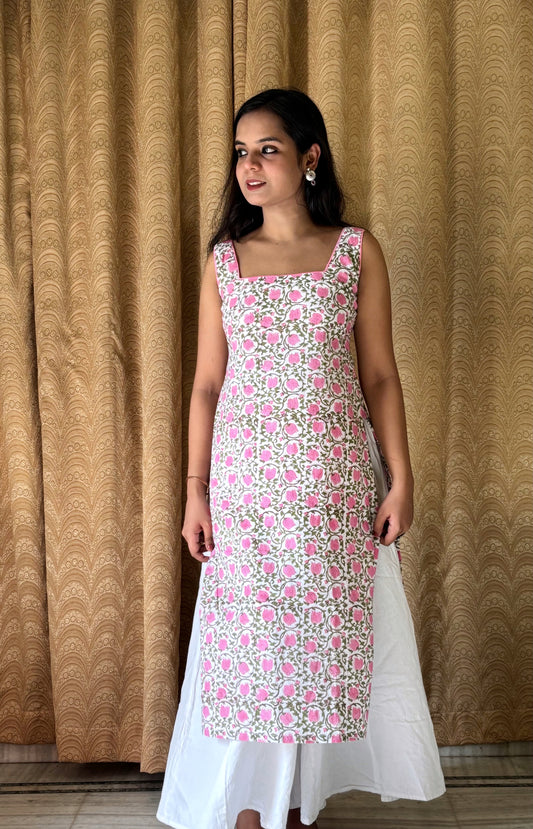 Rose Print Long Kurti
