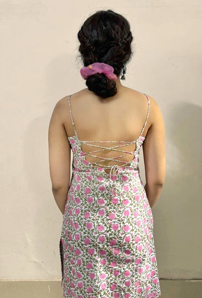 Rose Print Noodle Sleeve Kurti