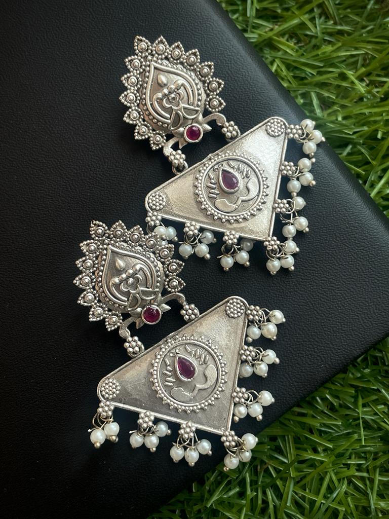 Silver Replica Triangular Earring