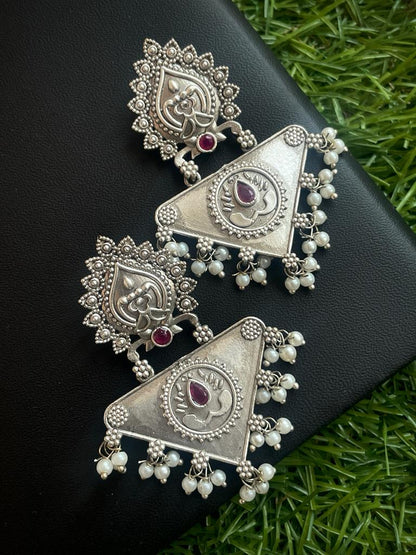 Silver Replica Triangular Earring