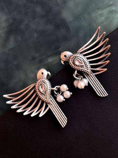 Oxidized Bird Shape Antique Stud Earring