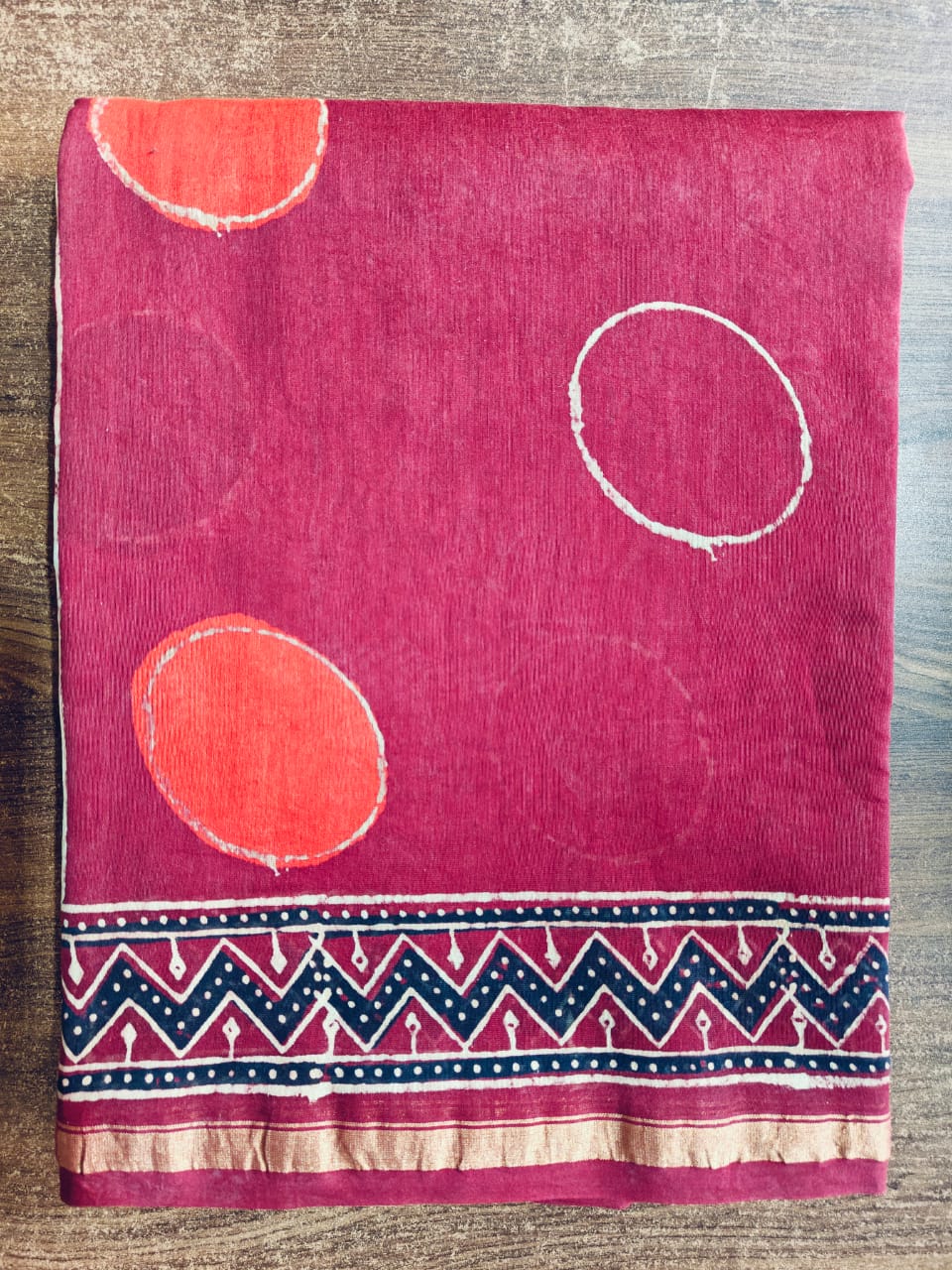 Hand Block Printed Chanderi Silk Saree with Blouse