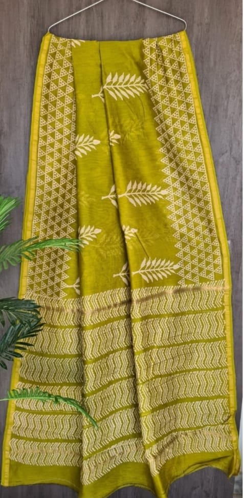 Hand Block Printed Chanderi Silk Saree with Blouse