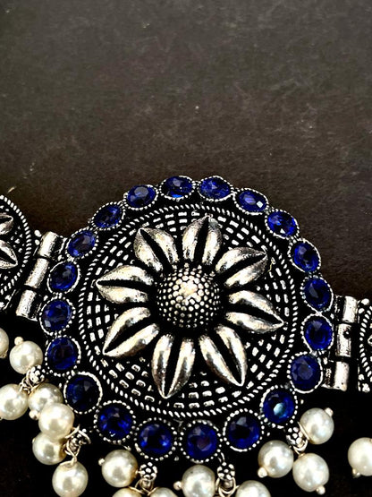 Oxidized Choker with Earring set