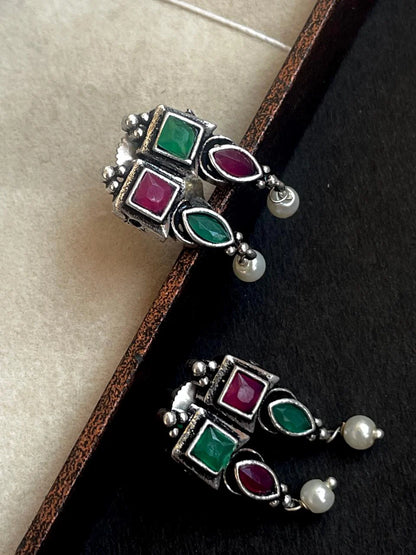 Monalisa stone Oxidized Choker with earring set
