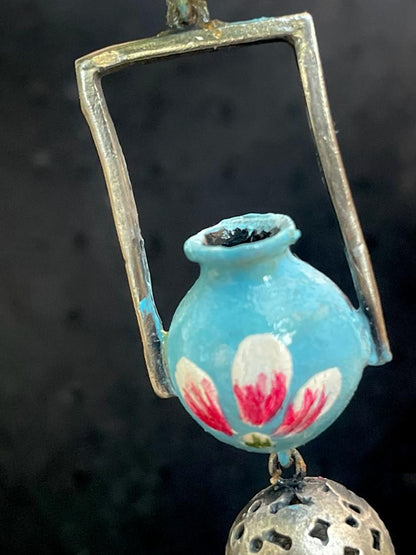 Pot Shape Oxidized Hand Painted Earring