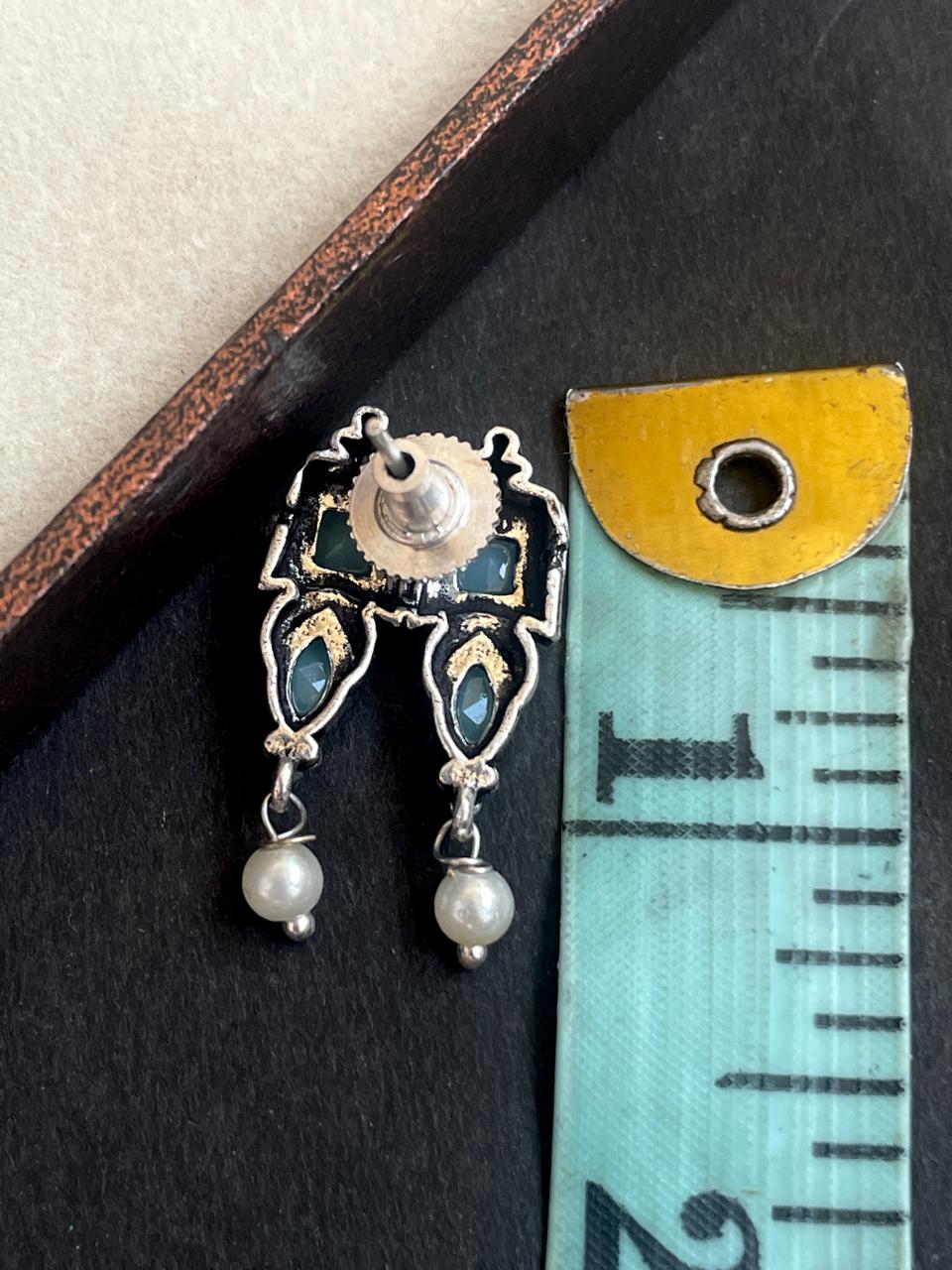 Monalisa stone Oxidized Choker with earring set