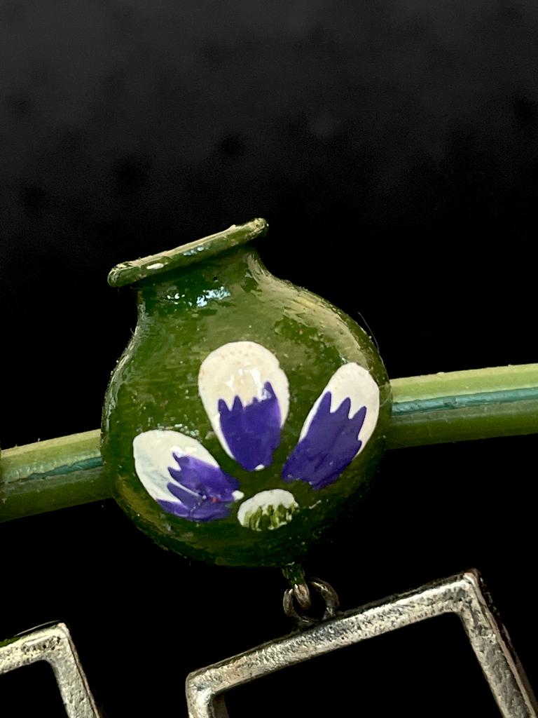 Pot Shape Oxidized Hand Painted Earring